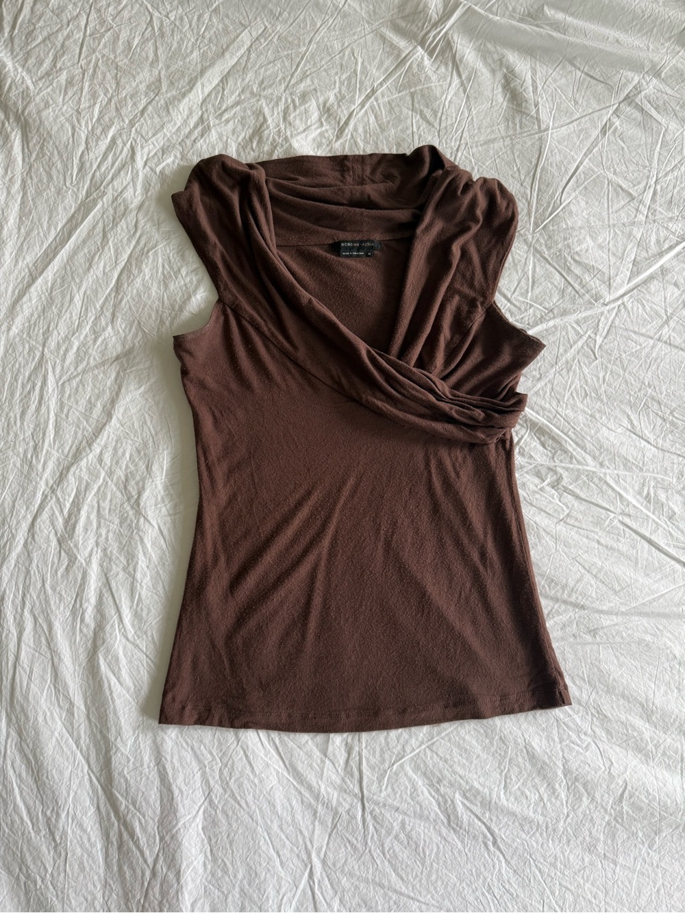 Brown Bcbgmaxazria cowl neck top size M